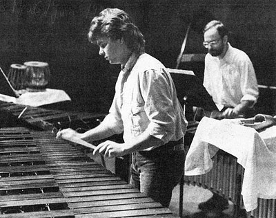 Senior Mark Lewis plays the marimba. photo by Ron Kroening